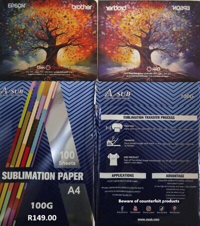 A SUB Sublimation Paper,100gsm, 100 sheets , R149.00